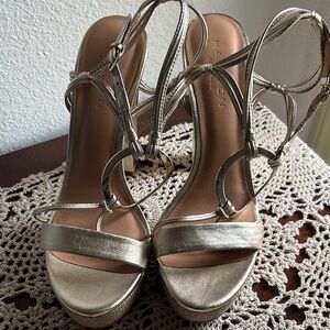Halston Heritage Metallic Strappy Heels